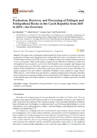 Production, Reserves, and Processing of Feldspar and Feldspathoid Rocks in the Czech Republic from 2005 to 2019—An Overview