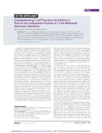 An Inhibitory Role of the Complement System in T-Cell–Mediated Antitumor Immunity Weiyi Peng , Jodi A