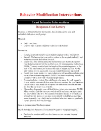 Behavior Modification Interventions