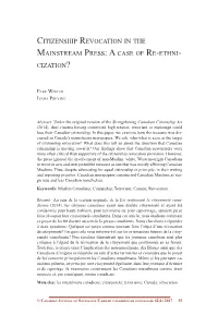 Citizenship Revocation in the Mainstream Press: a Case of Re-Ethni- Cization?