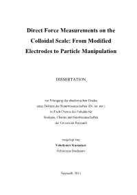 Direct Force Measurements on the Colloidal Scale: from Modified Electrodes to Particle Manipulation