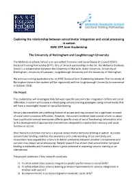 Exploring the Relationship Between Sensorimotor Integration and Social Processing in Autism ESRC DTP Joint Studentship
