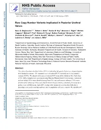 Rare Copy Number Variants Implicated in Posterior Urethral Valves