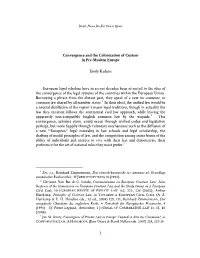 1 Convergence and the Colonization of Custom in Pre-Modern Europe