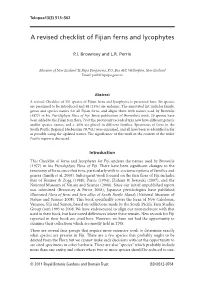 A Revised Checklist of Fijian Ferns and Lycophytes