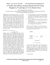 A Traffic Surveillance System Based on Iot Using Raspberry Pi and Open CV for Smart Cities 1Dr