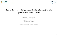 Large Scale Finite Element Mesh Generation with Gmsh
