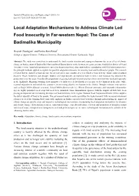 Local Adaptation Mechanisms to Address Climate Led Food Insecurity in Far-Western Nepal: the Case of Badimalika Municipality