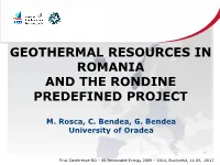 Romania and the Rondine Predefined Project