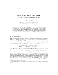 Security of NMAC and HMAC Based on Non-Malleability