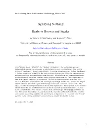 Signifying Nothing: Reply to Hoover and Siegler