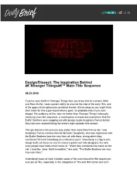 The Inspiration Behind Â€˜Stranger Thingsâ€™ Main Title Sequence