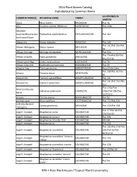 2016 Plant Names Catalog Alphabetical by Common Name