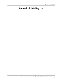 Appendix I: Mailing List