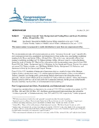 “Armenian Genocide” Issue Background and Pending House and Senate Resolutions (H.Res