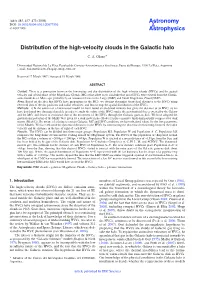 Distribution of the High-Velocity Clouds in the Galactic Halo
