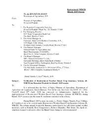 Restructured Weather Based Crop Insurance Scheme Kharif 2019