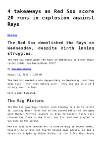 4 Takeaways As Red Sox Score 20 Runs in Explosion Against Rays