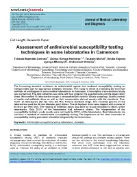 Assessment of Antimicrobial Susceptibility Testing Techniques in Some Laboratories in Cameroon