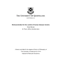 Bioinsecticides for the Control of Human Disease Vectors Niraj S Bende B