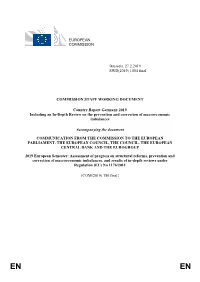 Country Report Germany 2019 Including an In-Depth Review on the Prevention and Correction of Macroeconomic Imbalances