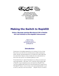 Making the Switch to Rapidio