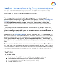 Modern Password Security for System Designers What to Consider When Building a Password-Based Authentication System