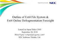 Outline of Ext4 File System & Ext4 Online Defragmentation Foresight