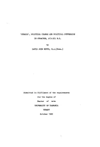 Stasis, Political Change and Political Subversion in Syracuse, 415-305 B.C