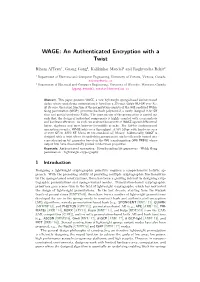 WAGE: an Authenticated Encryption with a Twist