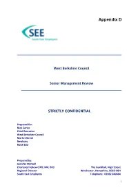 Appendix D STRICTLY CONFIDENTIAL