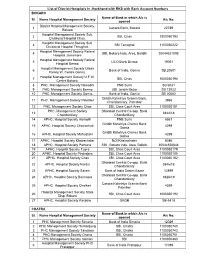 List of District Hostpitals in Jharkhand with RKS with Bank Account Numbers BOKARO Name of Bank in Which A/C Is Sl