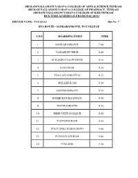 Bus Time Schedule from (9.02.2021)