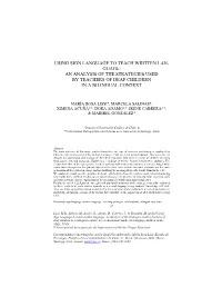 Guage: an Analysis of the Strategies Used by Teachers of Deaf Children in a Bilingual Context