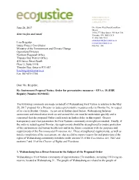 June 28, 2017 Sent Via Fax and Email Lisa Brygidyr Issues Project