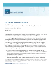 TAX REFORM and SMALL BUSINESS Eric J