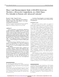 Exatecan Mesylate), a Hexacyclic Camptothecin, on a Daily-Times- Five Schedule in Patients with Advanced Leukemia1
