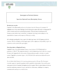 Green Paper on Territorial Cohesion Input from Oppland County