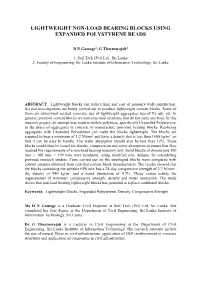 Lightweight Non-Load Bearing Blocks Using Expanded Polystyrene Beads
