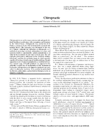 Chiropractic History and Overview of Theories and Methods