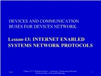 Lesson-13: INTERNET ENABLED SYSTEMS NETWORK PROTOCOLS