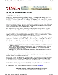Normal Steroid Levels in Racehorses (Print) Page 1 of 2