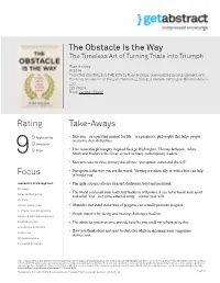 The Obstacle Is the Way Rating Focus Take-Aways