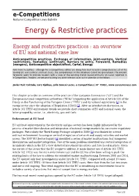 Energy & Restrictive Practices