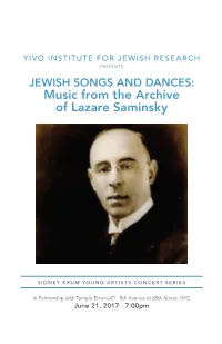 Music from the Archive of Lazare Saminsky