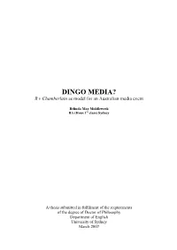 DINGO MEDIA? R V Chamberlain As Model for an Australian Media Event