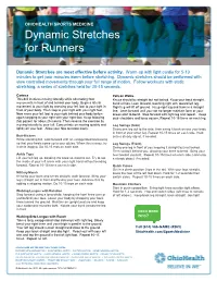 Dynamic Stretches for Runners