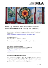 Innovation in Research, Editing, and Publishing
