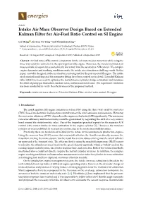 Intake Air Mass Observer Design Based on Extended Kalman Filter for Air-Fuel Ratio Control on SI Engine