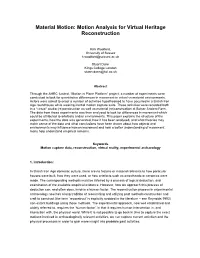Motion Analysis for Virtual Heritage Reconstruction